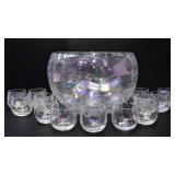 IRIDESCENT PUNCH BOWL & CUPS