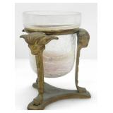GLASS CANDLE WITH BRASS BASE