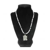 INUKSHUK HEMATITE AFRICA & WHITE JADE NECKLACE