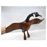 HAND CARVED WOOD FLYING GOOSE