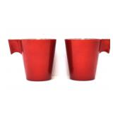 2 RED ARC FRANCE GLASS CUPS