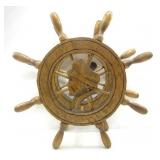 SGND BERTHIER B WOOD SHIP WHEEL FOLK ART SCULPTURE