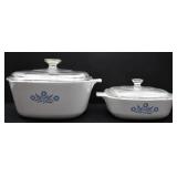 TWO CORNINGWARE BLUE CORNFLOWER DISHES