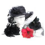 FEATHER & COSTUME FASCINATORS WITH MESH HAT
