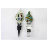 TWO GLASS WINE BOTTLE STOPPERS