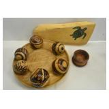 DECORATIVE WOODEN MONKEY BALLS, SERVING DISH, BOWL