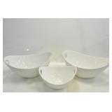 3 PRESIDENTS CHOICE WHITE CURVED SERVING BOWLS