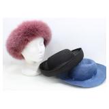 MESH RAISED BRIM SUNHATS & SOFT FUR HEADBAND