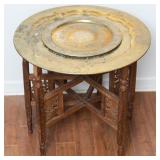 MIDDLE EASTERN STYLE BRASS TRAY TABLE WITH FOLDING