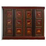 SOUTH ASIAN HAND PAINTED 4 DOOR CABINET W/WIDELIFE