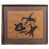 HELEN KALVAK 'HUNTING BIRDS' STONECUT PRINT