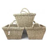 3 WOVEN HANDLE STORAGE BASKETS 17x13