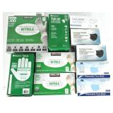 ASSORTED DISPOSABLE GLOVES AND NOSE MASKS