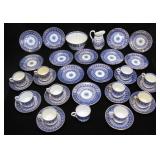 BLUE & GOLD PORCELAIN PARTIAL DISH SET