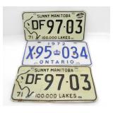 THREE CANADIAN LICENSE PLATES
