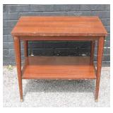 MCM-STYLE DARK WOOD 2-TIER SIDE TABLE