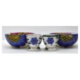 HAND PAINTED GLAZED CERAMIC BOWLS & EGG CODDLERS
