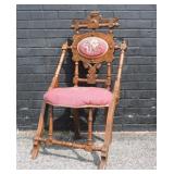 CARVED WOOD & NEEDLEPOINT VICTORIAN-STYLE CHAIR