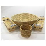 HANDWOVEN WICKER BASKETS WITH PORCELAIN HANDLES