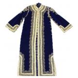 NAVY VELVET & GOLDTONE APPLIQUE ARAB KAFTAN