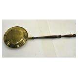 BRASS BED WARMER WITH WOODEN HANDLE