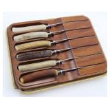 ANTLER HANDLE SHEFFIELD STAINLESS 6 KNIFE SET