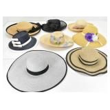 LADIES' LARGE WOVEN ACCENTED SUN HATS
