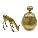 BRASS LIDDED BOWL & DEER