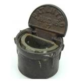 VICTORIAN PAT.1887 CAST IRON SCHOOL DESK INK WELL
