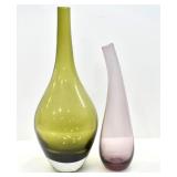 GREEN & PURPLE GLASS VASES