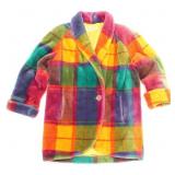 80s COLOURFUL PLAID DONNY BROOK SOFT PEA COAT L