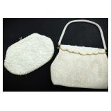 VTG WHITE SEED-BEADED LADIES EVENING BAGS