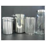 STAINLESS STEEL AND GLASS STORAGE, STRAINERS