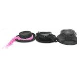 LADIES' BLACK & PINK WOVEN & VELOUR HATS