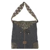 GUESS Y2K DENIM BRAIDED LEATHER SHOULDER BAG