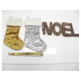 CHRISTMAS STOCKINGS AND SIGN