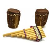 PAN + 2 ANIMAL HIDE DRUMS