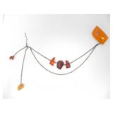 AMBER LAPEL PIN W/ CHAIN 16g