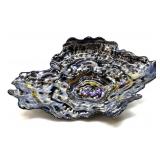 IRRIDESCENT ART GLASS OYSTER SHELL BOWL BY ARDA
