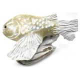 SIGNED DANIEL RENAUD STONE FISH SCULPTURE