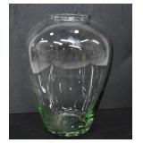 HANDBLOWN CLEAR & GREEN BOTTOM VASE