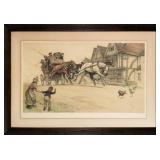 CECIL ALDIN 'BEHIND TIME' ANTIQUE FRAMED ART PRINT