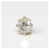 SINGLE  14KT GOLD DIAMOND STUD 0.14g