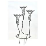 THREE PLACE FLORAL METAL CANDLE HOLDER