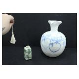 TRIO OF HANDMADE CERAMIC ITEMS W/ HAND DETAILING