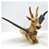 HAND CARVED INDONESIAN FOLK ART WINGED DEER