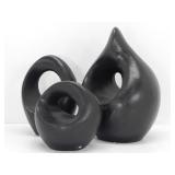 3 ABSTRACT MINIMALIST BLACK POTTERY PIECES