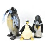 THREE PENGUIN FIGURINES