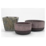 3 ARTEMANO STONE-LIKE DECORATIVE VASES/POTS