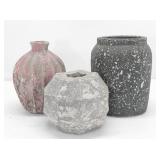 3 HOMESENSE STONE-LIKE CAST VASES 6'-9.5'